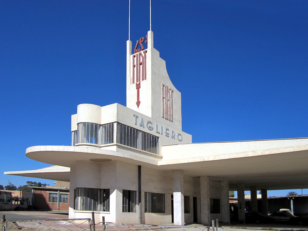 The futuristic Fiat Tagliero Building (1938) in Asmara, Eritrea, was built to resemble an aircraft.